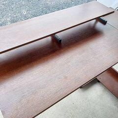 【B264】美品　パソコン・ゲーミングデスク　L字型　モニター台・収納棚　木製天板　コンセント付きの画像