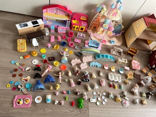 〈大量セット〉シルバニアファミリー ミニおままごと.遊園地.お家.車.バス.小物いろいろ三つ子ベビー盛りだくさん