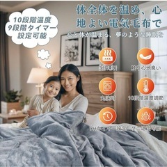 電気毛布 掛け敷き兼用 サイフランネル ふわふわ 電気ブランケット 丸洗い可の画像