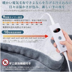 電気毛布 掛け敷き兼用 サイフランネル ふわふわ 電気ブランケット 丸洗い可の画像