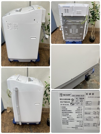 R703 ☀️ ジモティー限定特別価格！ 2022年製の高年式！ SHARP 洗濯乾燥機 （洗濯：5.5㎏ 乾燥：3.5㎏）ES-T5