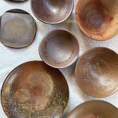 備前焼、皿、茶碗、まとめての画像