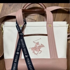 BEVERLY HILLS POLO CLUB トートバッグ ピンク/ホワイト の画像
