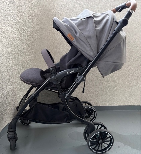 美品　コンビ AB型ベビーカー スゴカル Switch  エッグショック AN  シャドーグレー　純正レインカバー付