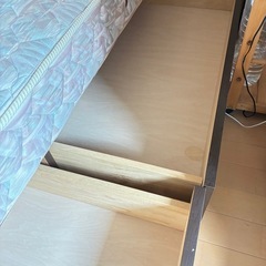 引き出し付きダブルベッド（宮無し/ダークブラウン）の画像