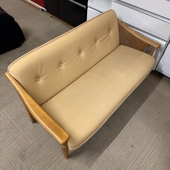 ②【美品‼️】高級♪ カリモク家具 144cm幅2人掛けソファ ラヴソファ 布製ブラウン♪の画像