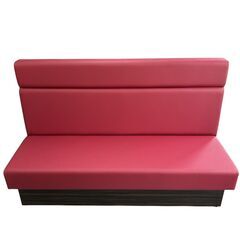 【オーダーメイド未使用品】3人掛けソファ 赤 合皮★壁際設置可 店舗 カフェ 待合室などにもの画像