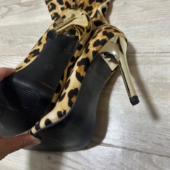 ヒョウ柄ロングブーツ 高ヒール　サイズ37 ラムちゃんコスプレ　24センチの画像