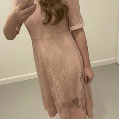パーティードレス｜ワンピース｜Aライン｜レース｜シースルー｜ピンクの画像