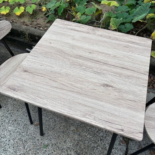 ?福岡市内配送設置対応?　ダイニングセット 3点セット テーブル 幅70cm チェア 2脚 コンパクト 木目調 防水加工 アンティーク