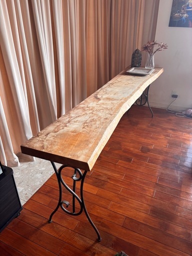 一枚板テーブル、自然なエッジ、自然木、つやなし、229cm