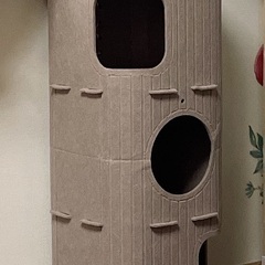 猫ちゃん爪研ぎ＆ボールキャッチャーボートと3段猫ハウスの画像