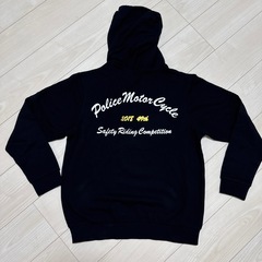 Police Motor Cycle パーカー 黒 ブラック 警...
