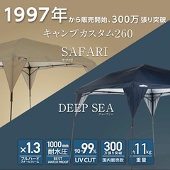美品セット　カンタンタープ260キャンプカスタム　テント　別売サイドウォール付きの画像