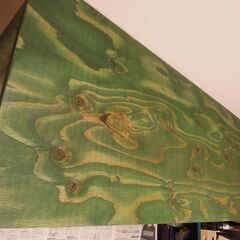 机 ハンドメイド 大工 手仕事 オスモカラー グリーン 引き出し付 中古の画像