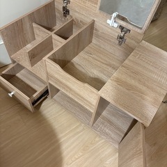 ドレッサー ローテーブル コンパクト 1台3役 鏡台 コスメ収納台 幅80CMの画像