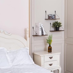 【北欧風】ウォールシェルフ 壁を傷つけない 取付簡単 3点セット ブラウンの画像