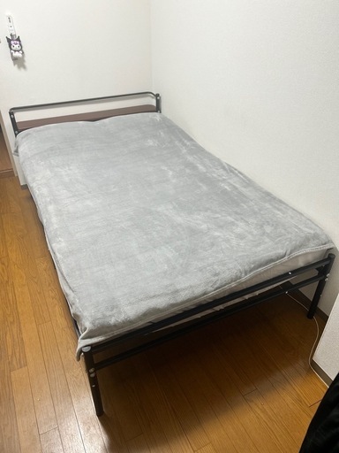 WLIVE パイプベッド セミダブル ACH622 スチール製 ブラック説明書付