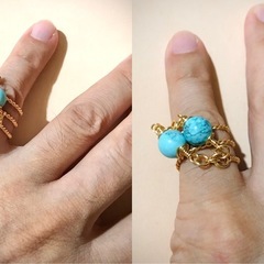 ハンドメイドのWターコイズリング8mm〜２本縒りVer.size free   の画像