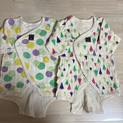 西松屋60〜70サイズ新生児コンビスナップ長肌着秋冬厚手女の子まとめ売り8点長袖の画像