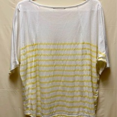 ボーダーカットソー Tシャツ 半袖 黄色 白 レディース トップスの画像