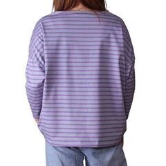 【日本製-新品-検品済】ボーダー柄ワイドボートネックＴの画像