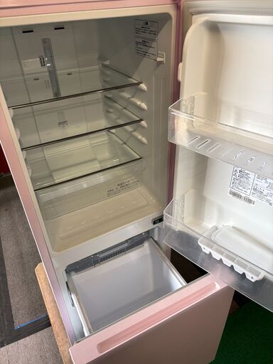 ハイセンス　２ドア冷蔵庫　ピンク　154ℓ　2018年モデル　ガラストップ　分解清掃済み