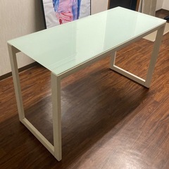 フランフラン ベスデスク 1200 ホワイト ガラス スチールの画像