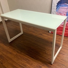 フランフラン ベスデスク 1200 ホワイト ガラス スチールの画像