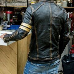 ヤギ革ユーズド加工ビンテージスタイルジャケット Goat Leather Distressed Jacket17490の画像