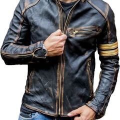 ヤギ革ユーズド加工ビンテージスタイルジャケット Goat Leather Distressed Jacket17490の画像