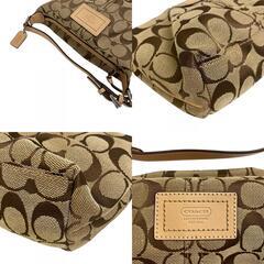 コーチ COACH ハンドバッグ シグネチャー ミニバッグ アクセサリーポーチ ベージュの画像