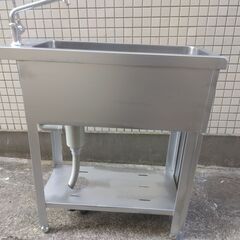特殊：縦長の：１槽シンク流し台：間口巾３０ｃｍ奥７６ｃｍ高さ８３ｃｍ：良品：ピカピカ磨き上げ：の画像