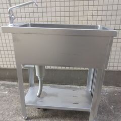 特殊：縦長の：１槽シンク流し台：間口巾３０ｃｍ奥７６ｃｍ高さ８３ｃｍ：良品：ピカピカ磨き上げ：の画像