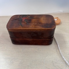 【珍品/新宮町】お弁当箱　2段　木製　レトロ　かわいいの画像