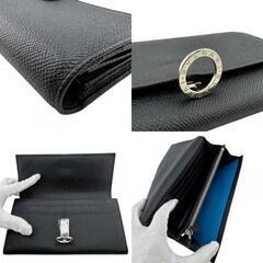 ブルガリ BVLGARI 長財布 フラップ  二つ折り ロゴクリップ ブラックの画像
