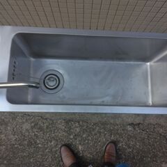 特殊：縦長の：１槽シンク流し台：間口巾３０ｃｍ奥７６ｃｍ高さ８３ｃｍ：良品：ピカピカ磨き上げ：の画像