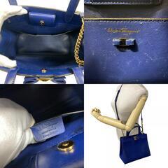サルヴァトーレフェラガモ Salvatore Ferragamo ショルダーバッグ ヴァラ ヴァラリボンハンドバッグ 2way ブルーの画像