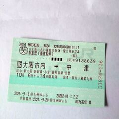 大阪市内から中津　新幹線　片道の画像