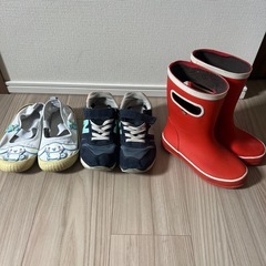 女の子用　スニーカー&上靴 &雨靴　　3足セットの画像