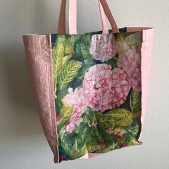 エコバッグ　紫陽花　ピンクの画像