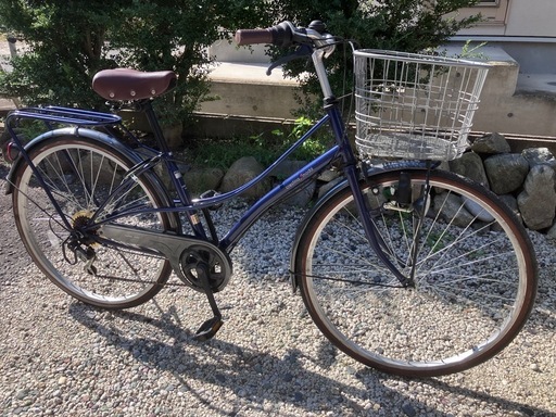 661、おしゃれママチャリ26インチブルー