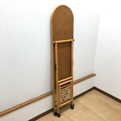 stp-3435　ラタンスタンドミラー　キャスター付き　籐家具　レトロ　アンティーク　全身ミラー　鏡　姿見　収納付　棚付きの画像