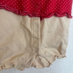 赤い水玉模様ロンパース 80 ミキハウスの画像