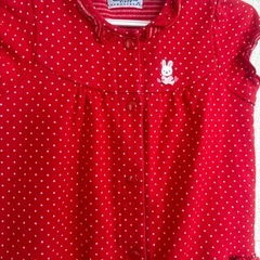 赤い水玉模様ロンパース 80 ミキハウスの画像