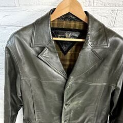 bel gusto ラムレザー コート LLサイズ ダークグリーン系 レザージャケット ベルグスト 東京毛皮貿易 羊革 古着 現状品 札幌市 白石店 札幌市 白石店 の画像