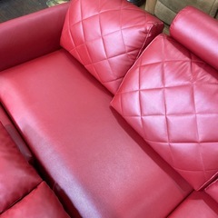 🥰期間限定🥰目玉商品👀☕大特価中☕❤️人気❤️LOWYA カウチソファ 3人掛け L字 コーナーソファ オットマン クッション付き レッド No.2546 NH　 の画像