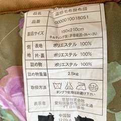 9     毛布布団(グリーン系)　シングルの画像