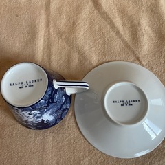 【未使用・箱付き】カップ＆ソーサー ペアセット　ブルー×ホワイト 花柄の画像