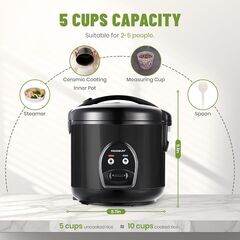 【米国プラグ】変圧器必須！美品　未使用品　 MOOSUM 5合炊き炊飯器 蒸し機能付き 動作OK 清掃済 すぐ使える！一人暮らし・学生・単身赴任の新生活応援！ファミリーにも！安い炊飯ジャーお探しの方へ 急な故障・買い替えに 手渡し歓迎 の画像